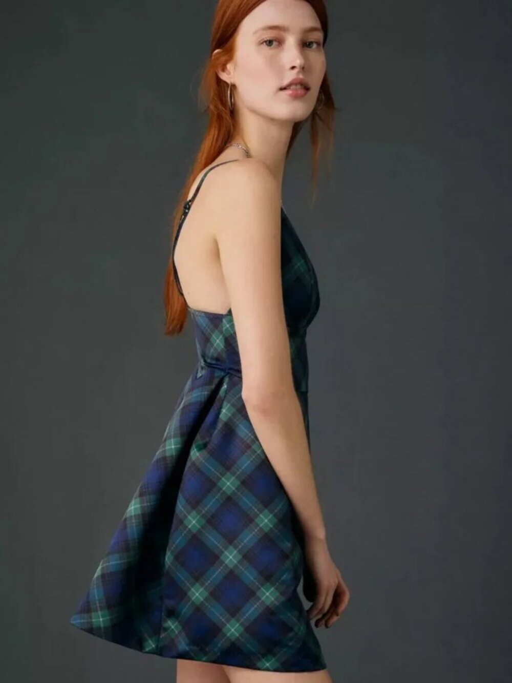 Kimchi Blue Petit Fours Fit-And-Flare Satin Mini Dress Dark Green